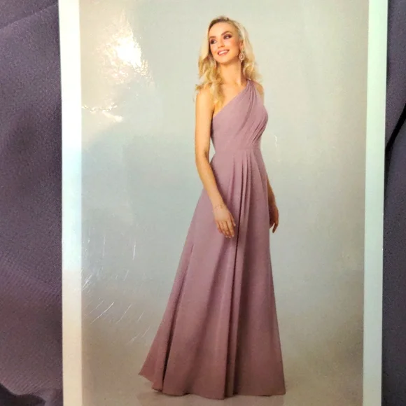 princess polly baby blue dress SHEIN One Shoulder High Low Chiffon Bridesmaid Dress main image 1